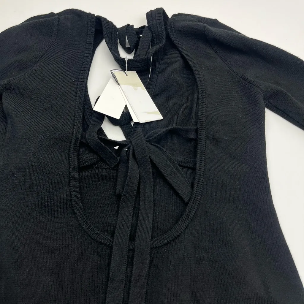 Monse Bikini Long Sleeve Knit Top Womens Size Small Merino Wool Blend NEW Black - Image 14