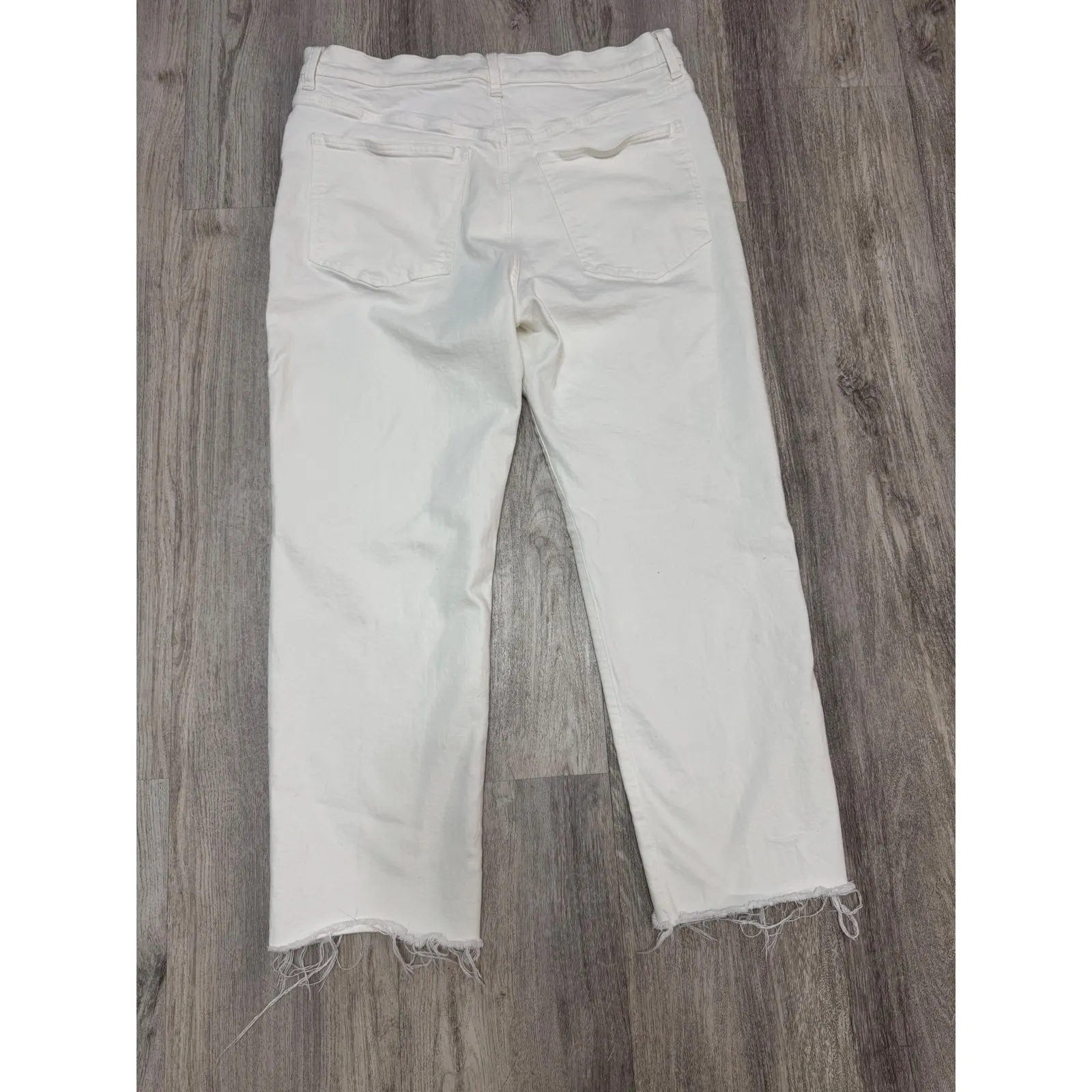 Madewell 90s Straight Crop Jeans Women's Size 32 White Raw Hem Denim‎ - Image 3