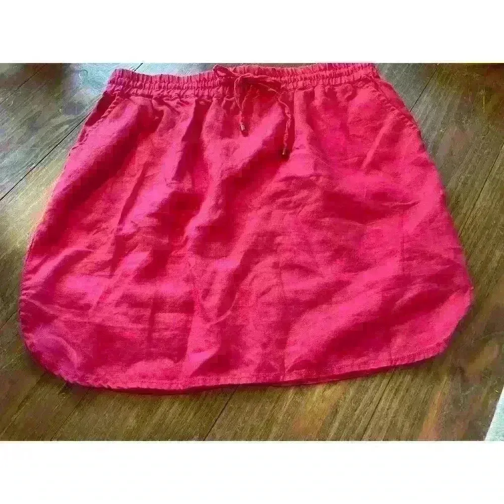 Willi Smith 100% linen Red Drawstring Waist Mini Skirt, M - Image 3