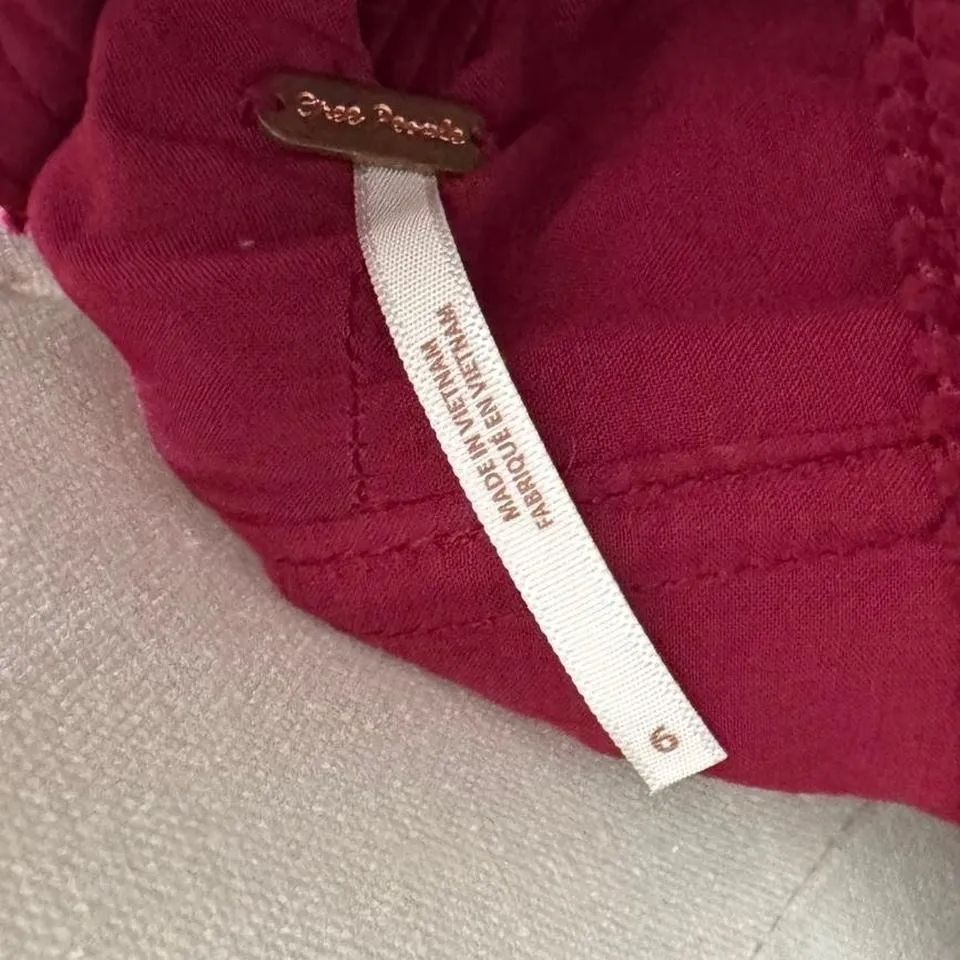 Burgundy Free People Corduroy Overall Dress Fall Vintage Vibes Layering Size 6 - Image 5