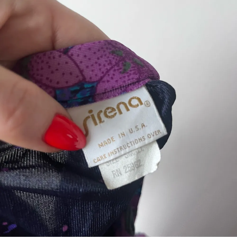 Vintage 80s Sirena Purple Floral Wrap Midi Skirt S - Image 2