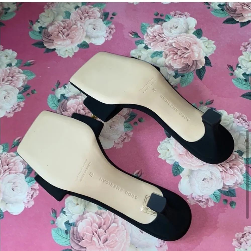 Good American sandals 5.5 NEW kitten heel oversized chain detail square toe - Image 6