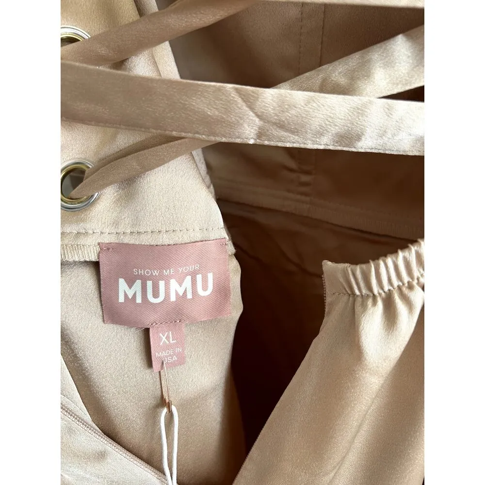 Show Me Your Mumu Clarissa Corset Dress in Champagne Luxe Satin XL NWT - Image 8