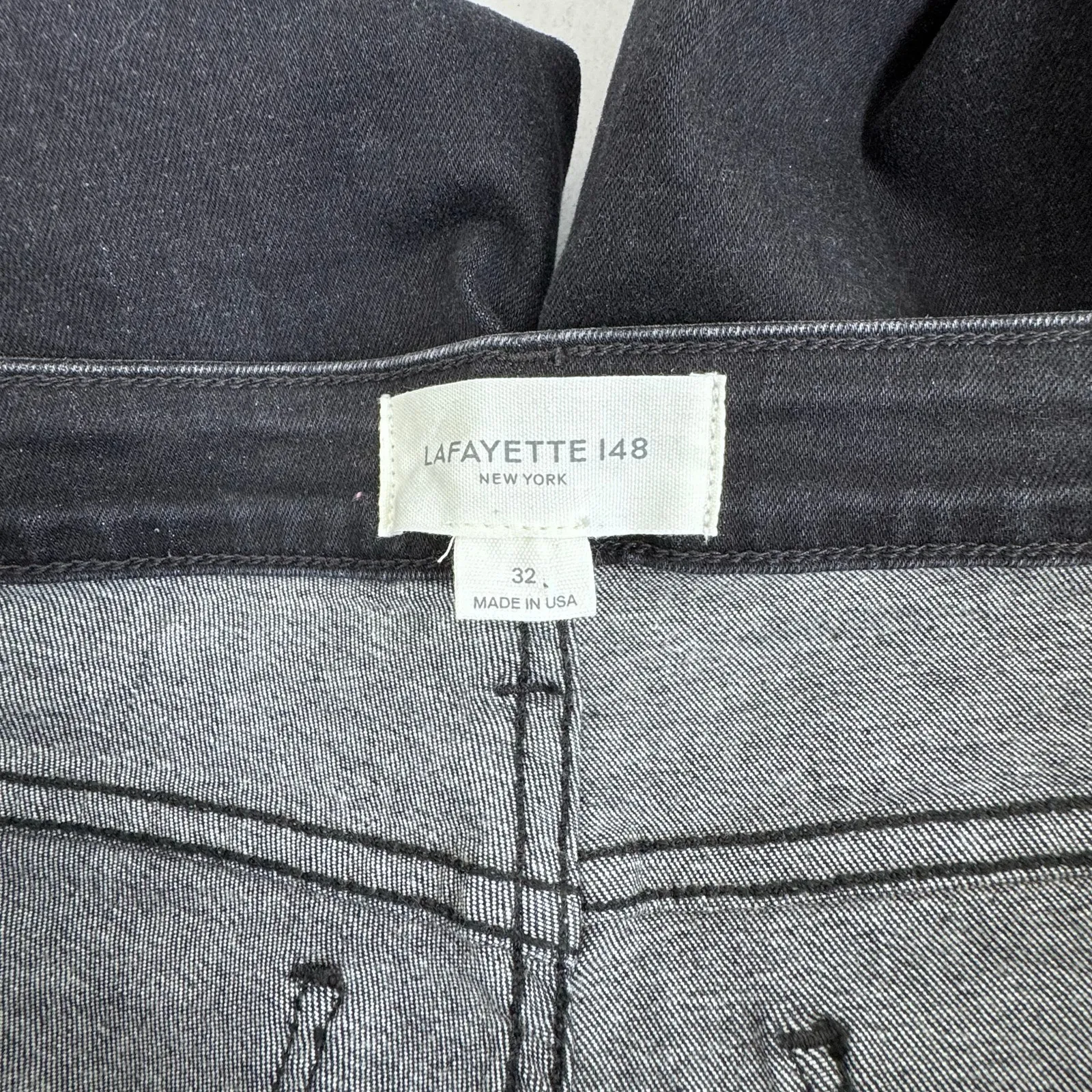 Lafayette 148 Mercer Black Straight Leg Jeans Size 32 Made in USA high rise - Image 4