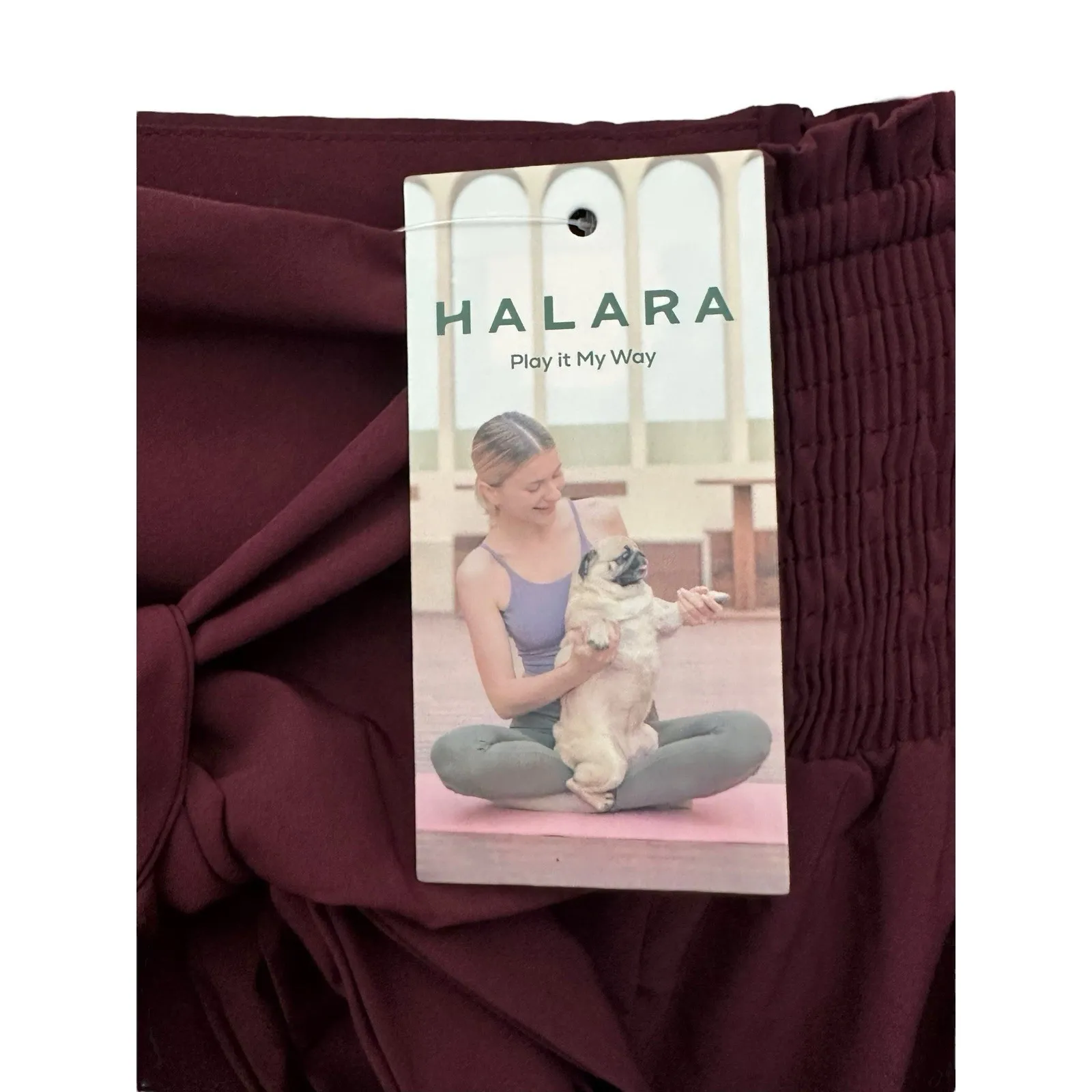 Halara Pants Small Crimson Red Breezeful High Waist Shirred Tie‎ Wide Leg #O5-6 - Image 6