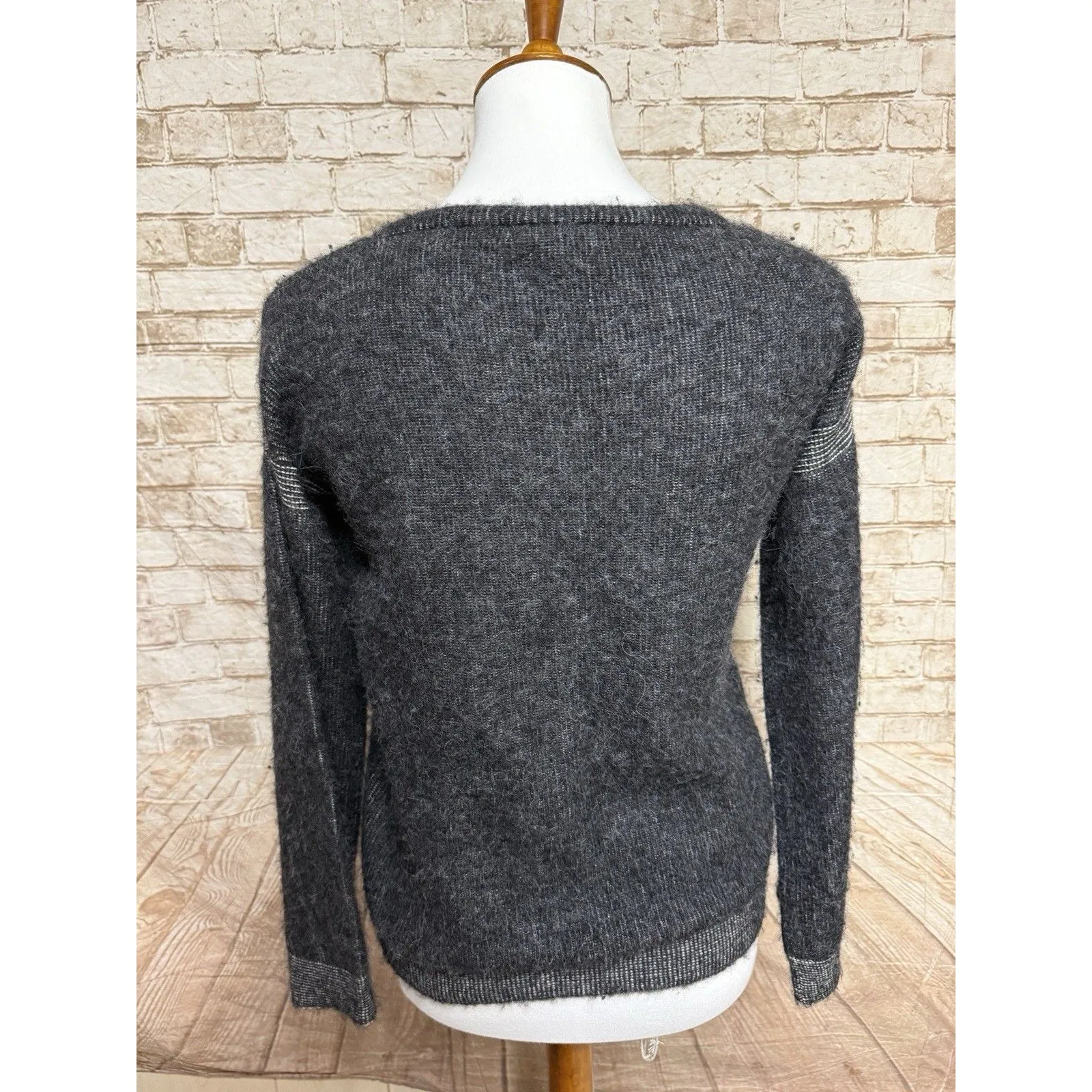 Peruvian Connection Vintage Alpaca Sweater Pullover Gray Black Size XS - Image 3