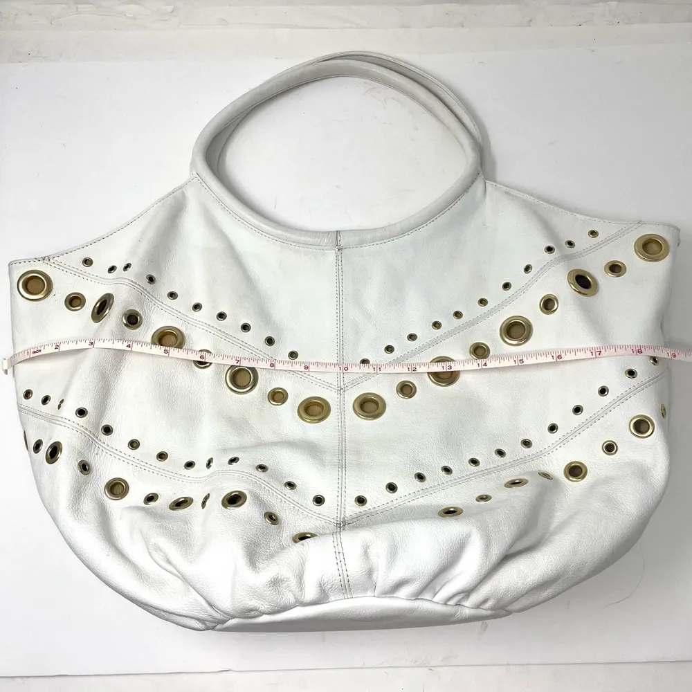 White leather versatile size shoulder bag tote purse - Image 11