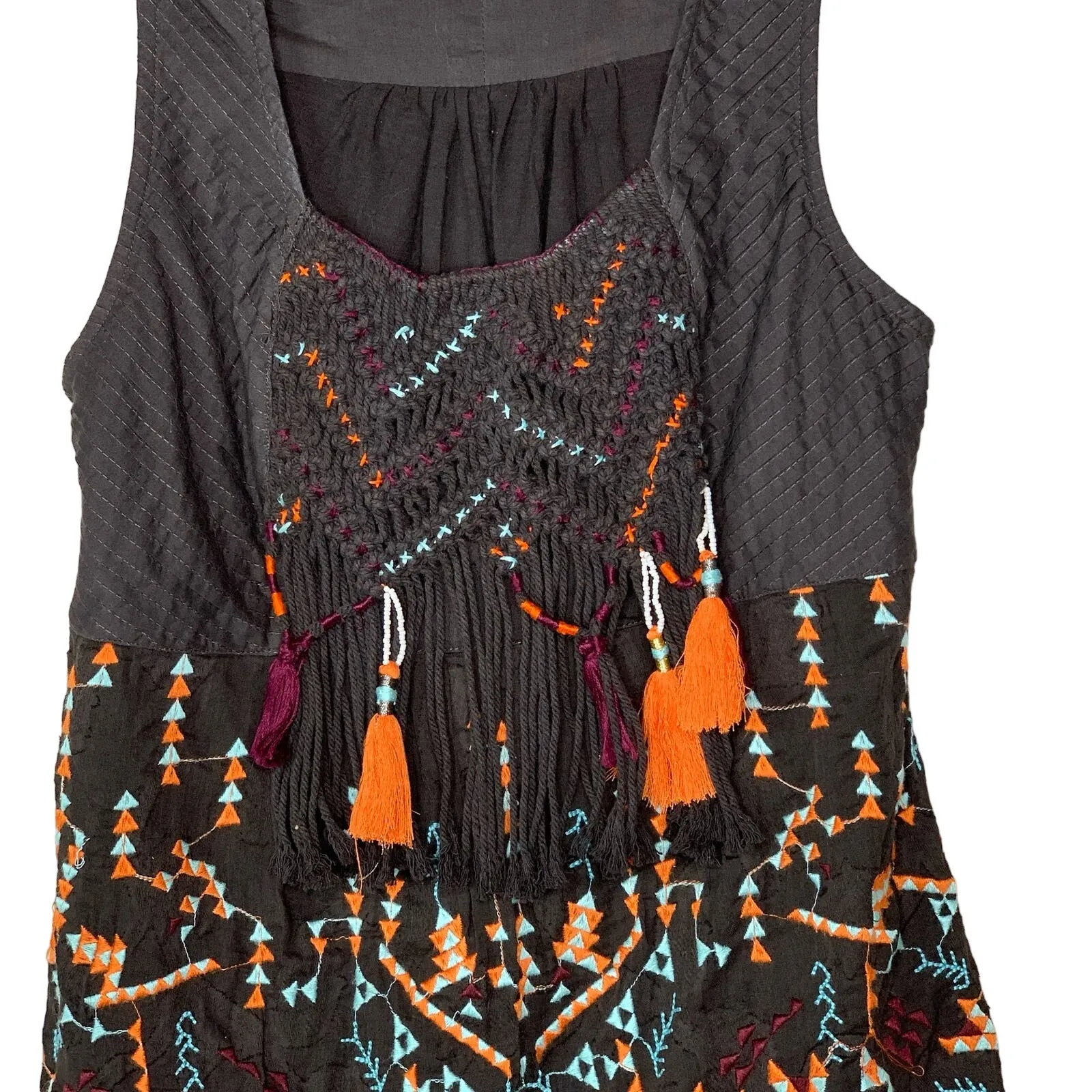 Anthropologie Embroidered Tassel Akemi + Kin Rigmarole Tank Top Size Small Shirt - Image 3