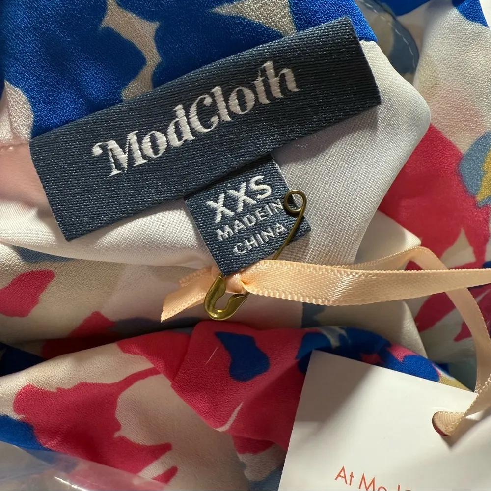 NWT Modcloth Exciting Find Shirt Dress Belted Floral Blue Pink Size XX,S NEW - Image 5