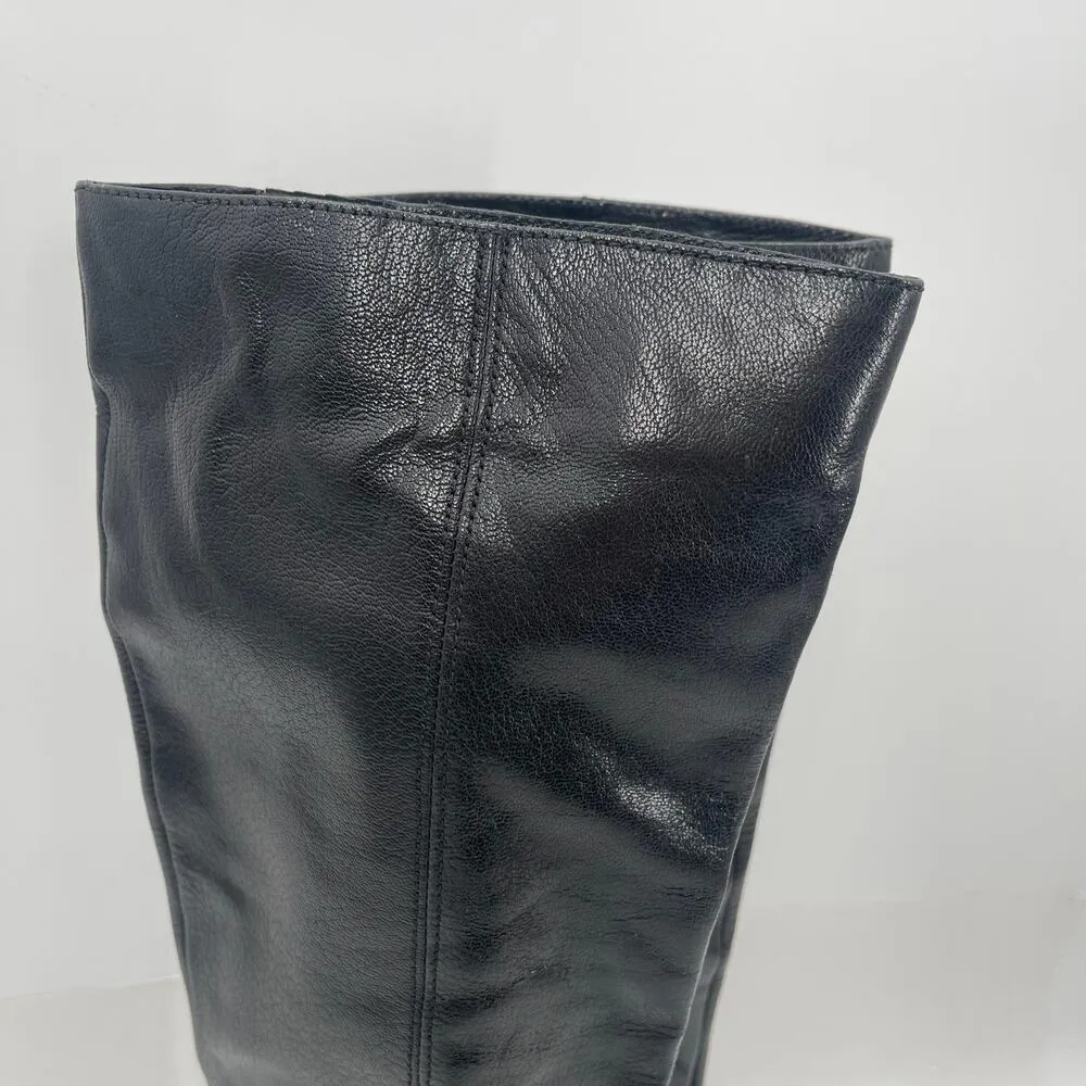 VIA SPIGA Garnett Boots Size 6.5 Black Zipper Buckle Tall Leather Heeled Western - Image 10