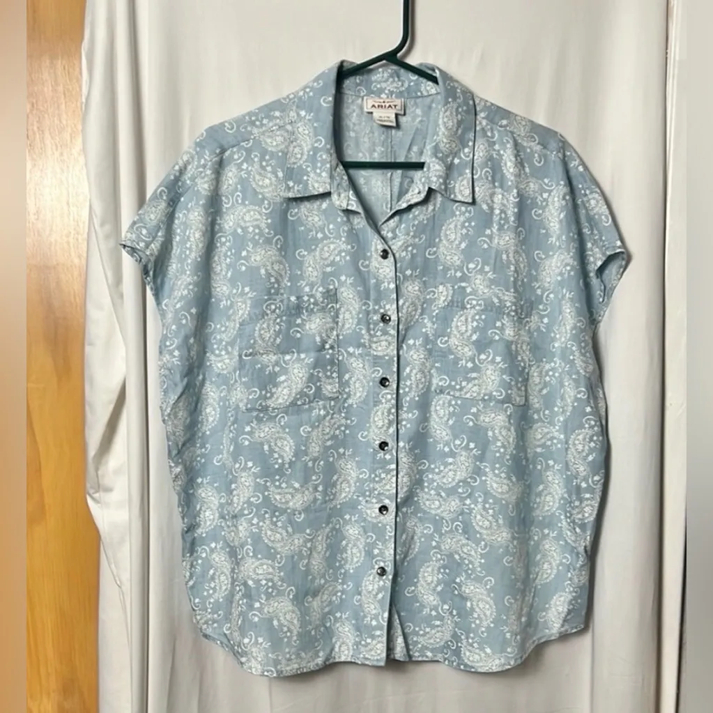 Ariat Women's Ocean Side Paisley Tencel Shirt Size XL - Image 3