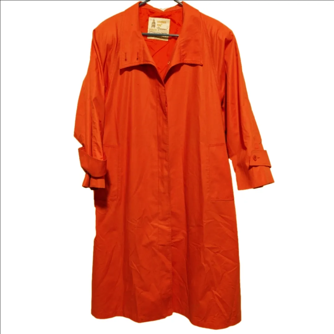 Vintage London Fog Coral Red Maincoat Raincoat Made in USA - Image 8
