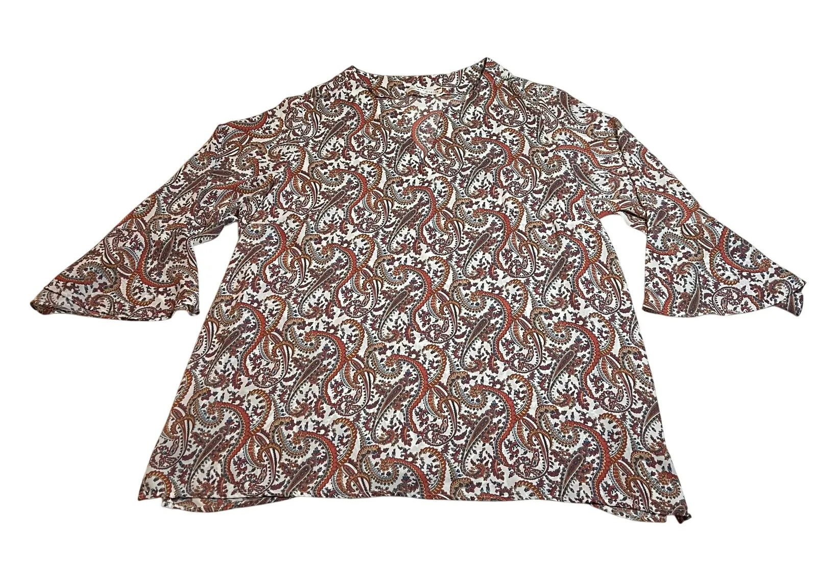 Violet + Claire Split Neck Paisley Print Blouse Size 2X Prairie Boho Cottagecore - Image 1