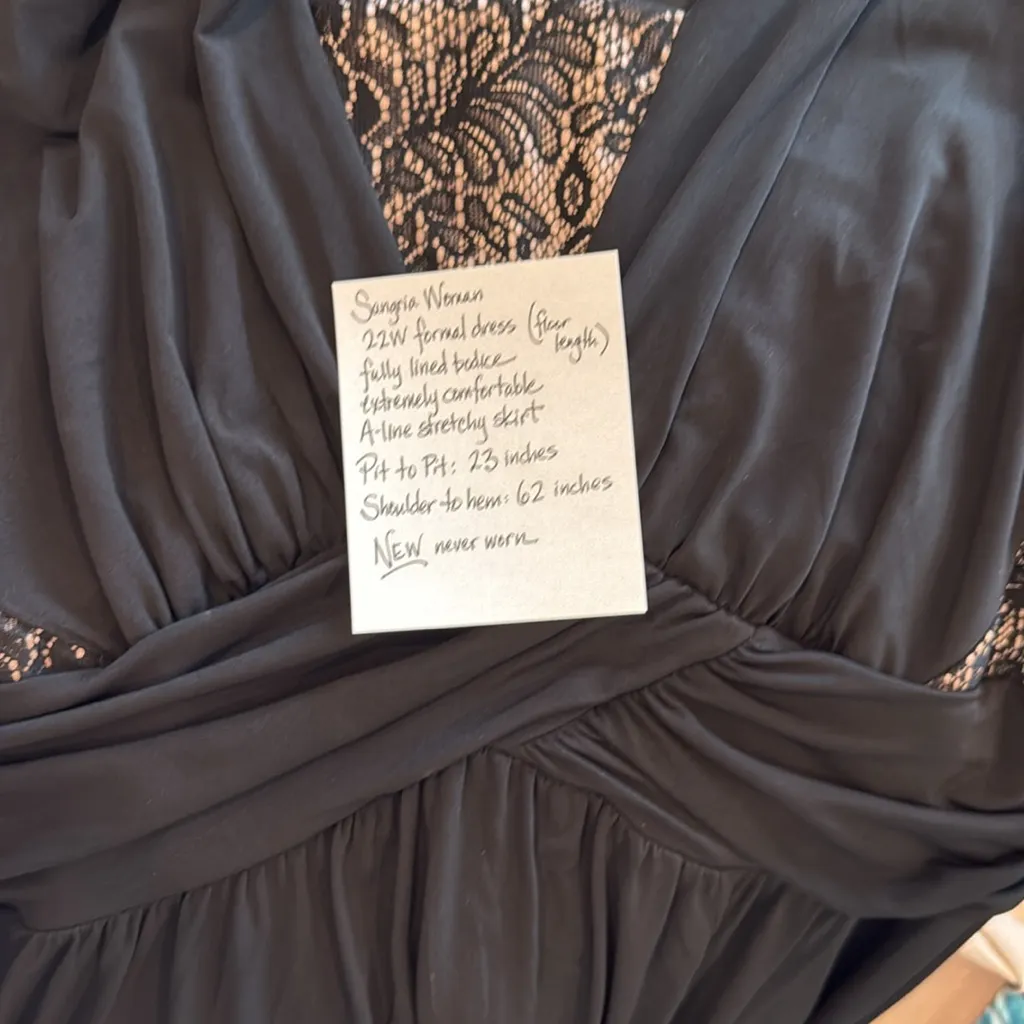 NEW Sangria 22W Black Floor Length Evening Dress - Image 6