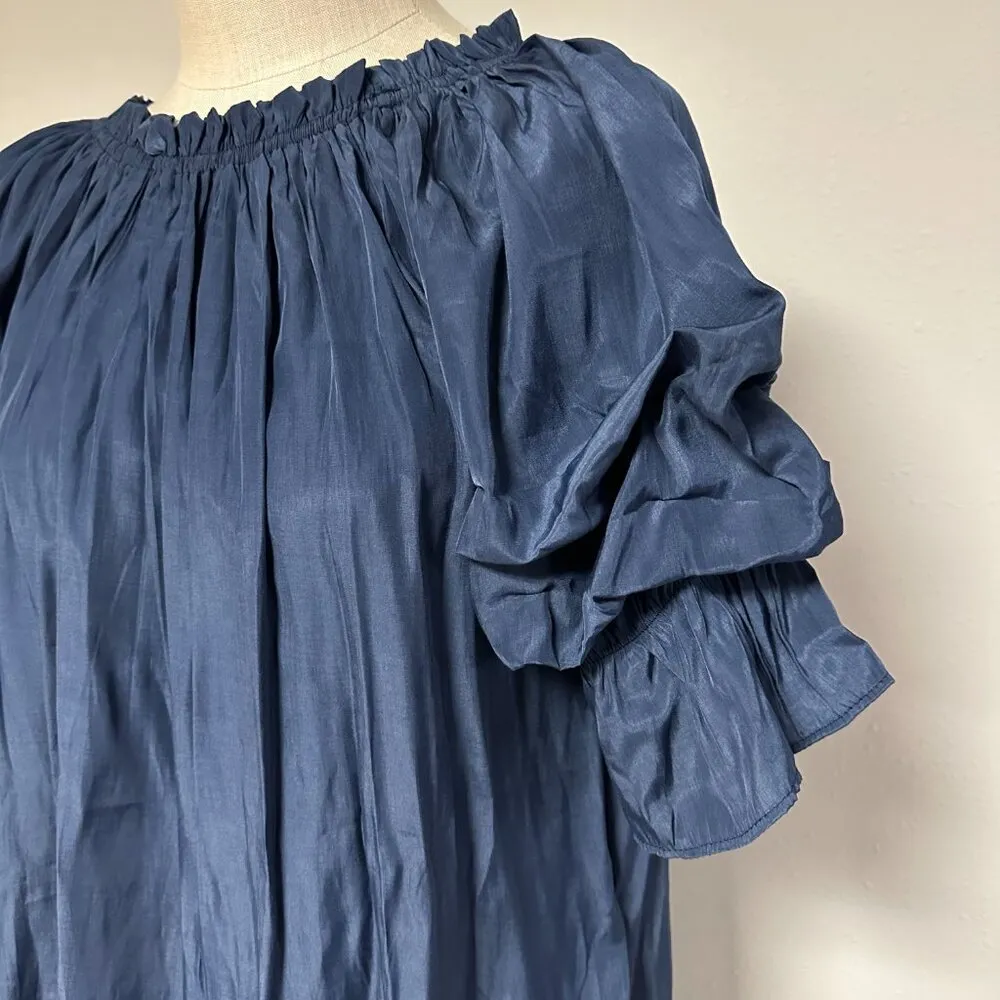 Mersea Tulum Ruffle Dress Blue Size M - Image 5