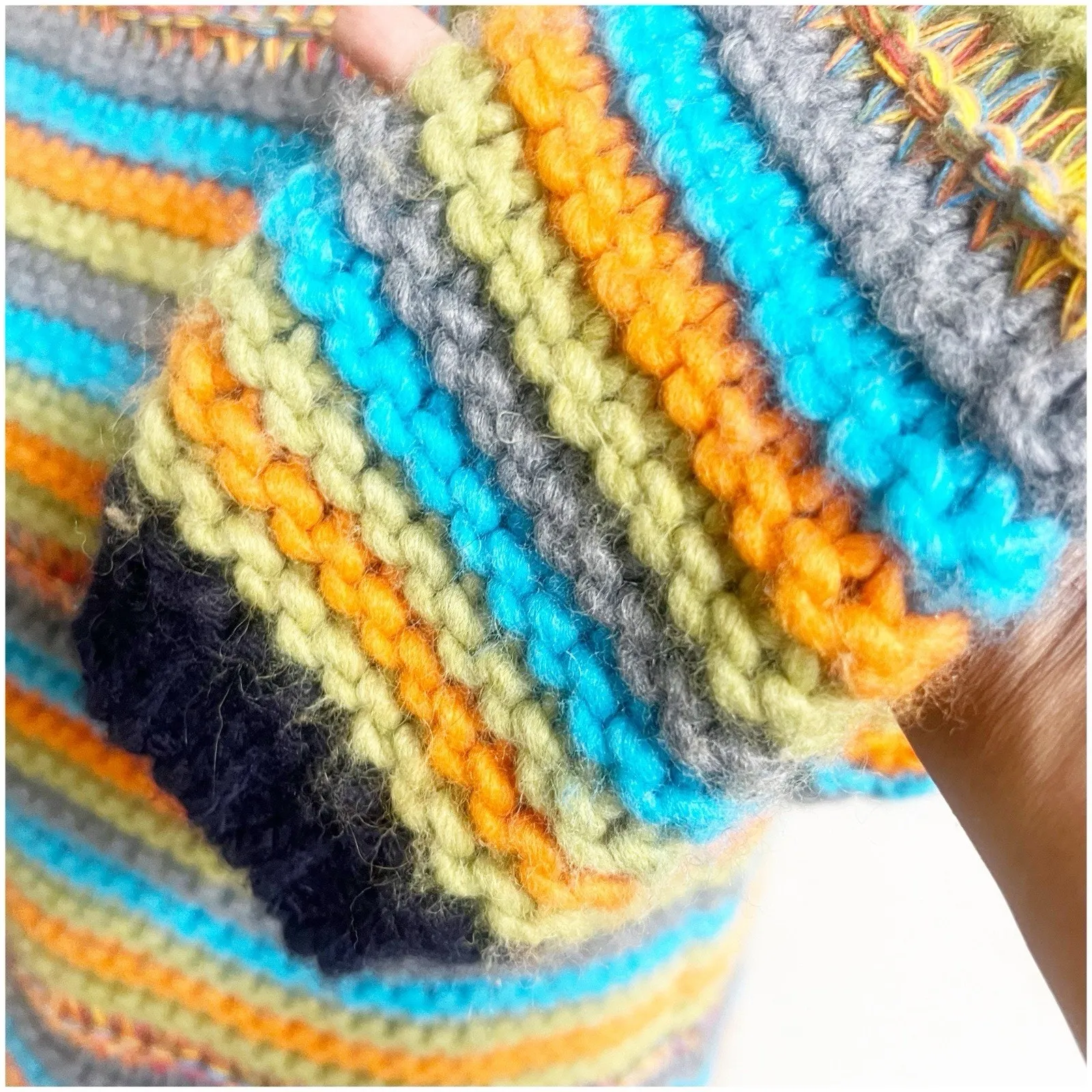 Sundance Crochet Chunky Knit Sweater Size Medium Crew Neck Colorful Cabin Core - Image 11