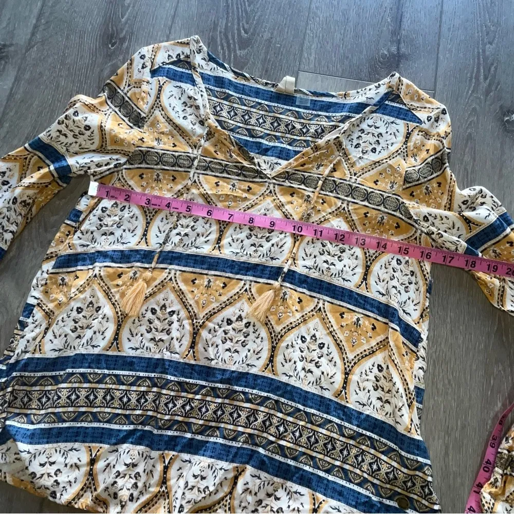 Roxy Boho Pattern peasant top XS yellow - Image 5