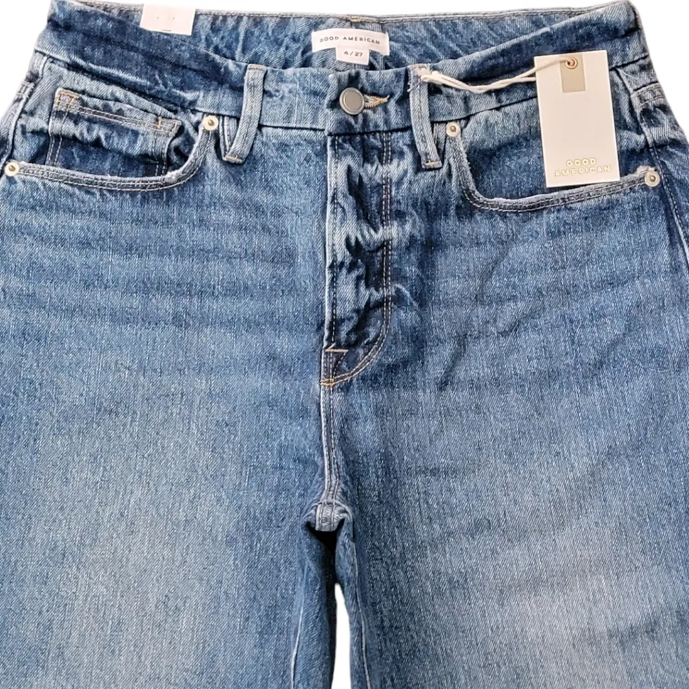 Good American Vintage Straight Leg Distressed Blue Jeans Womens Size 4/27 NWT - Image 3