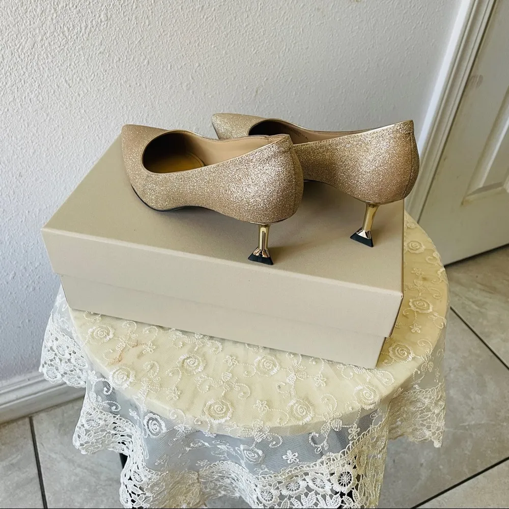 Charles&Keith:Weddingshoes Glitter Pumps Gold bling bling bridal high heel shoes - Image 5