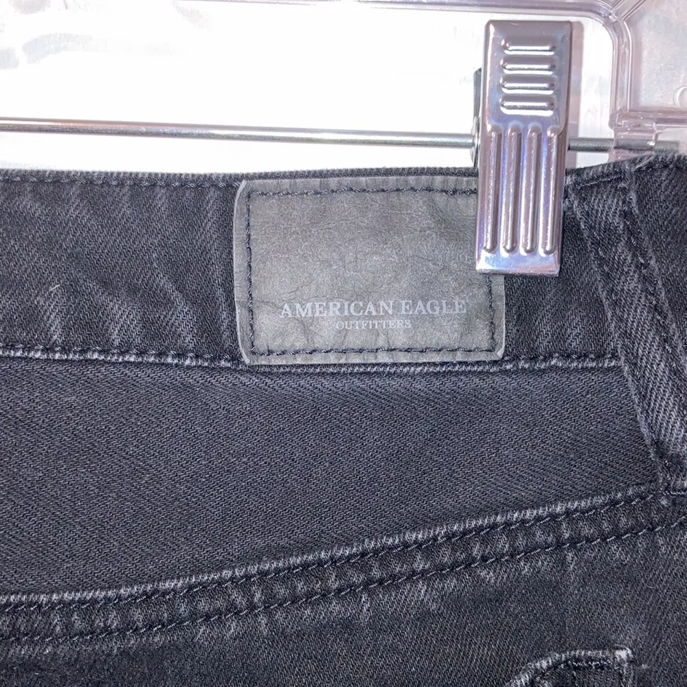 American Eagle Black Hi-Rise Festival Mini Skirt Size 0 Denim Jean Button Fly - Image 7