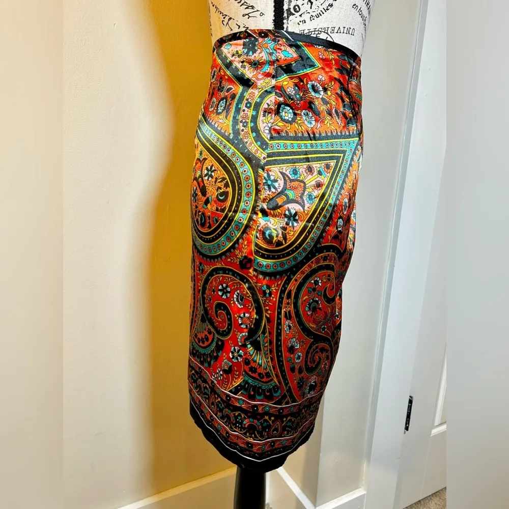 RICHIE TAILOR Faux Wrap with Sash Detail Mini Skirt Sz M Orange Size M - Image 4