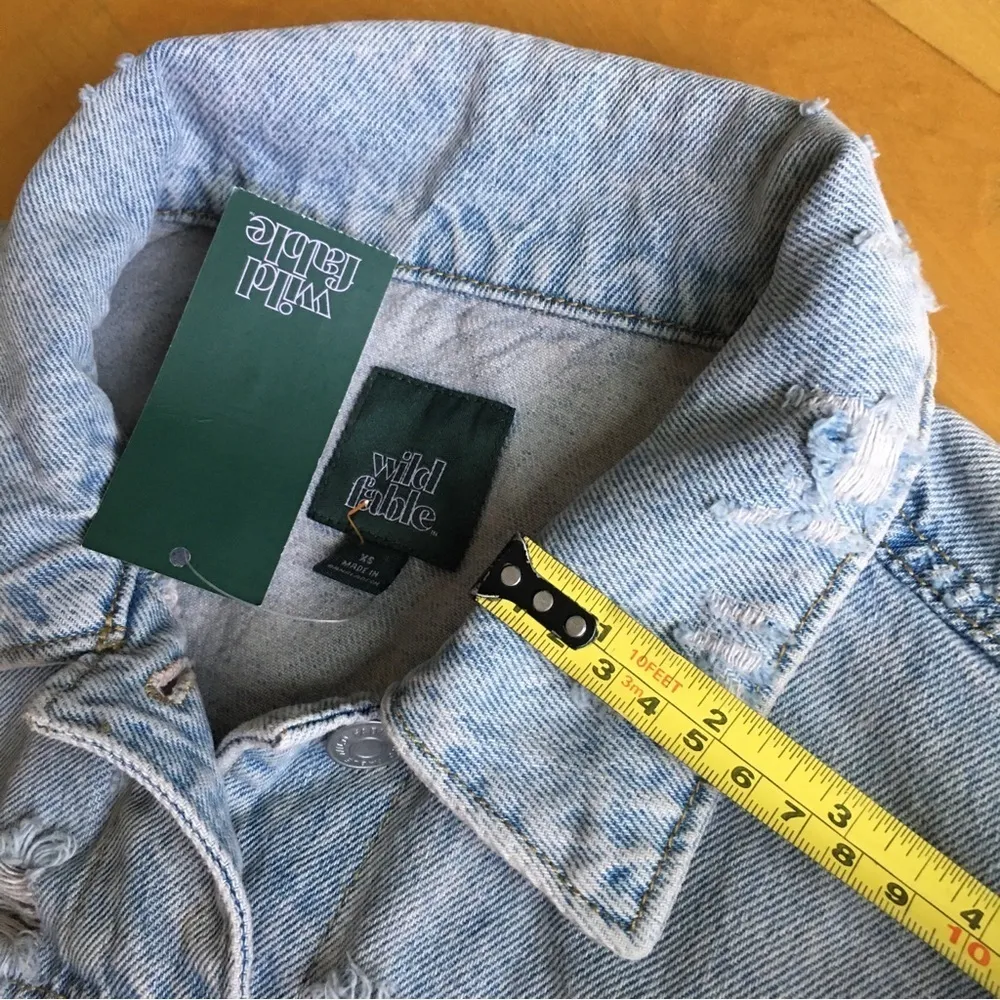 Wild Fable Cropped, Slightly Distressed, Jean Jacket, Light Blue, Size XS, NWT - Image 14