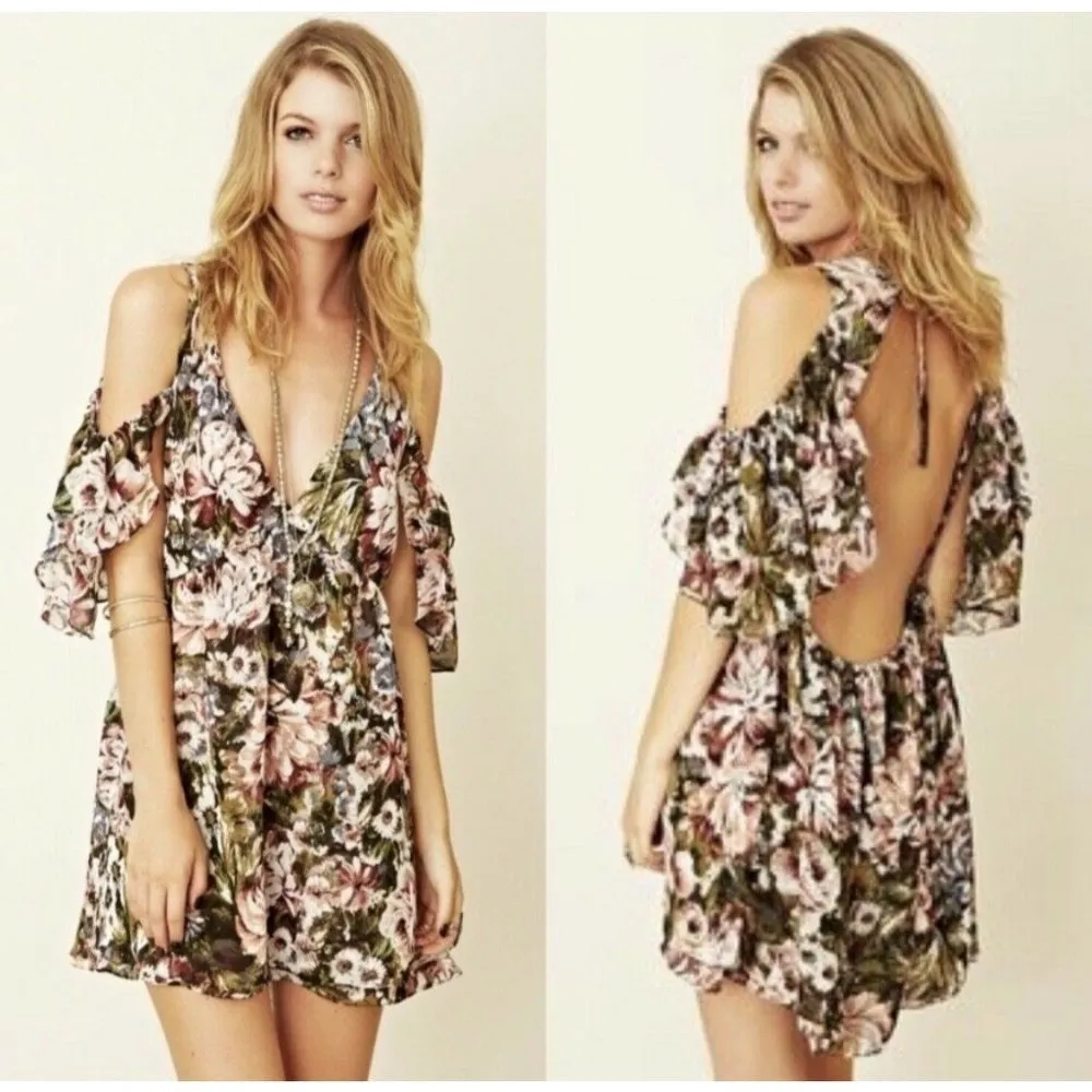 Planet Blue Blu moon renaissance ruffle Floral mini dress XSmall off the back - Image 3