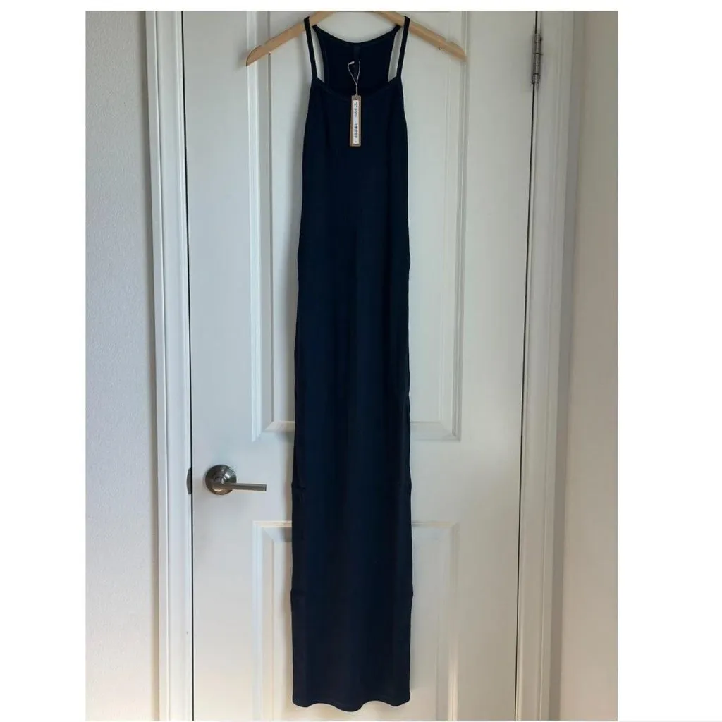 Skims Cotton Rib Long Cami Dress in Navy, Size XXS - Image 6