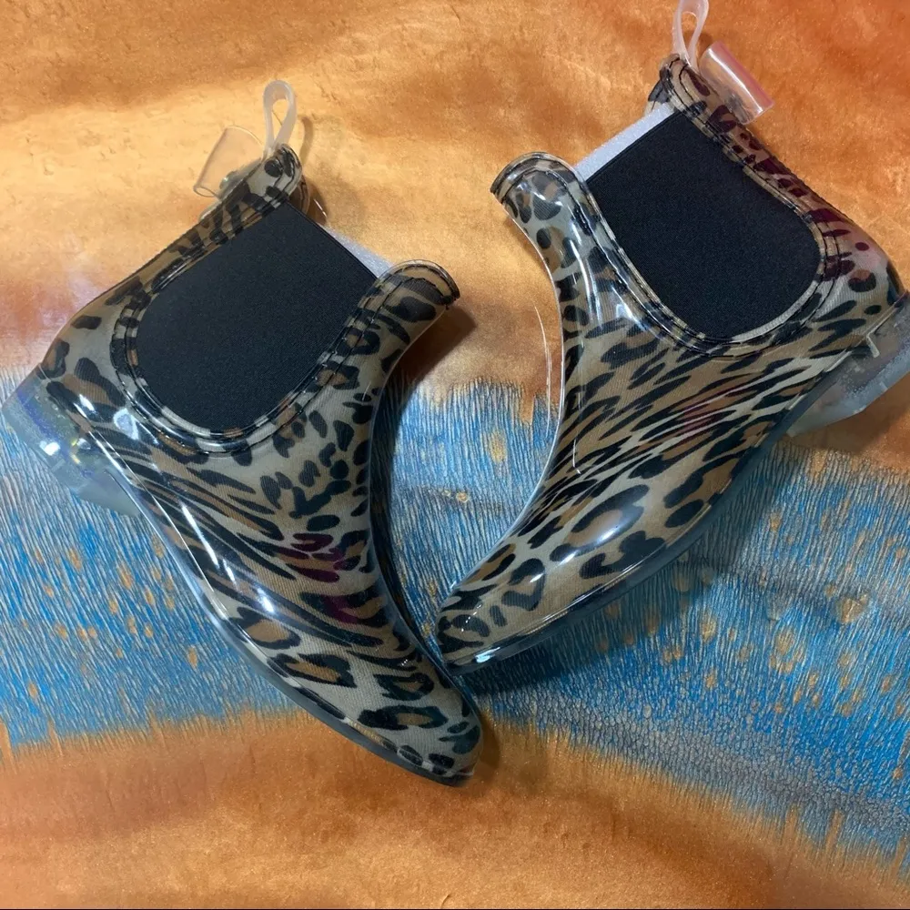 NWT Catherine Malandrino Chelsea Rain Boots Leopard size 8 brown black - Image 5
