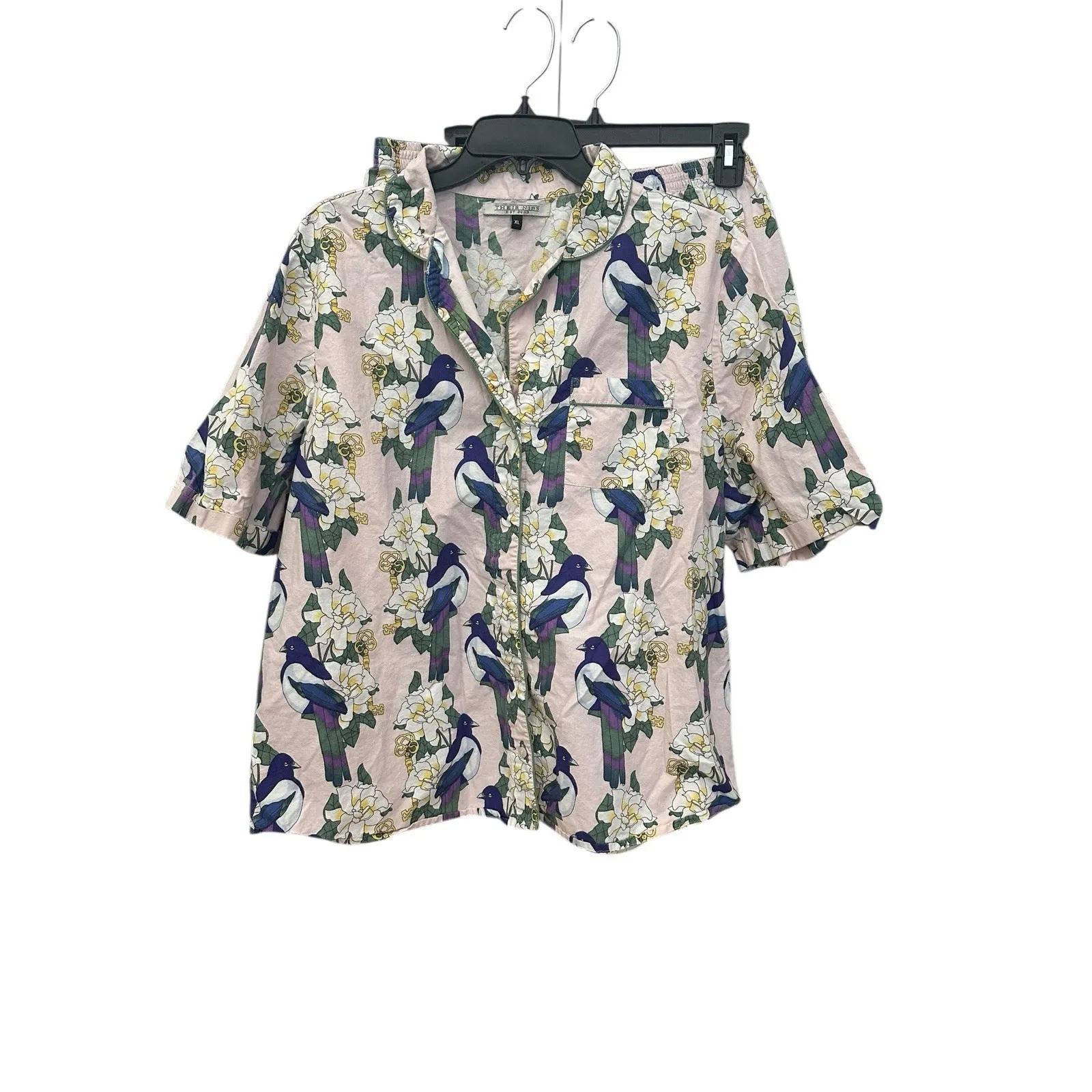 THEIR NIBS Anthropologie Women's Pajama Set Size XL Birds Floral Comfort #IJ2 - Image 3