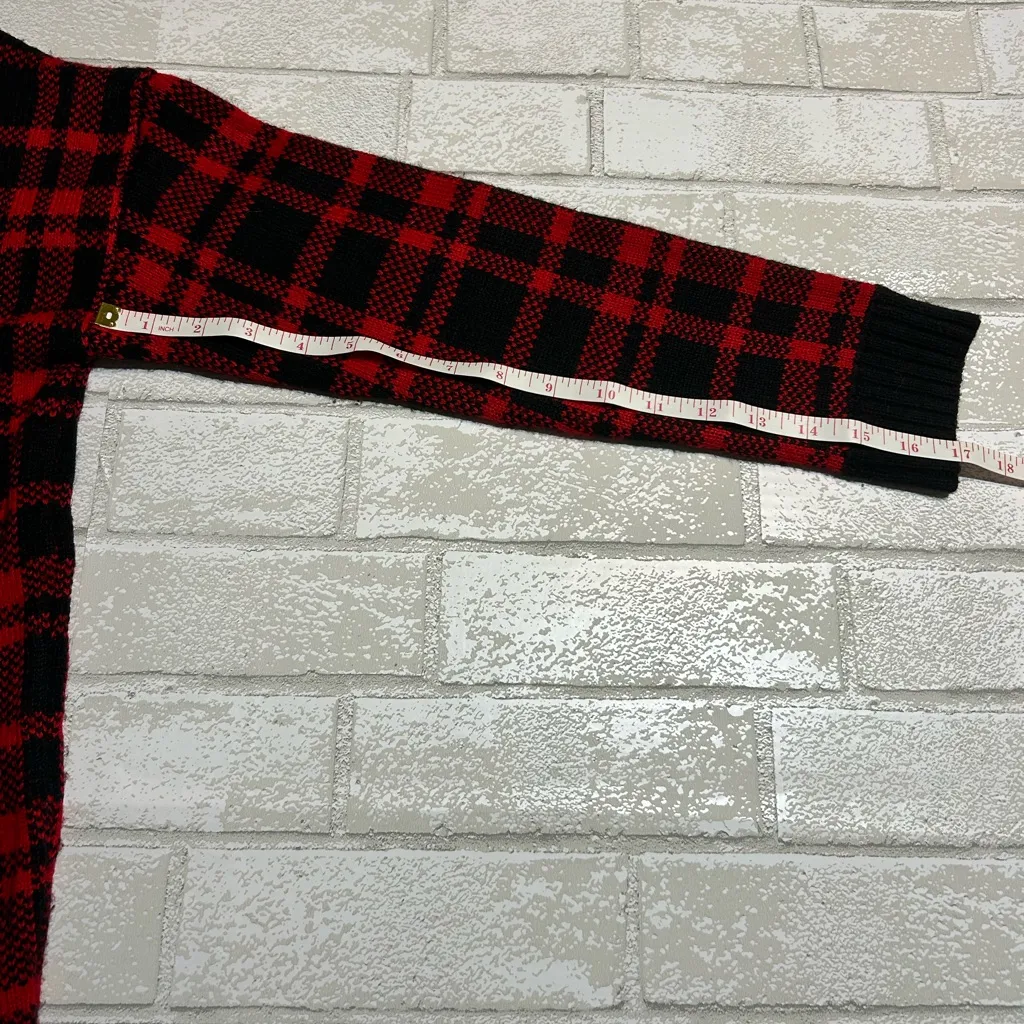 Christmas Red and Black Plaid Reindeer Sweater - Image 6