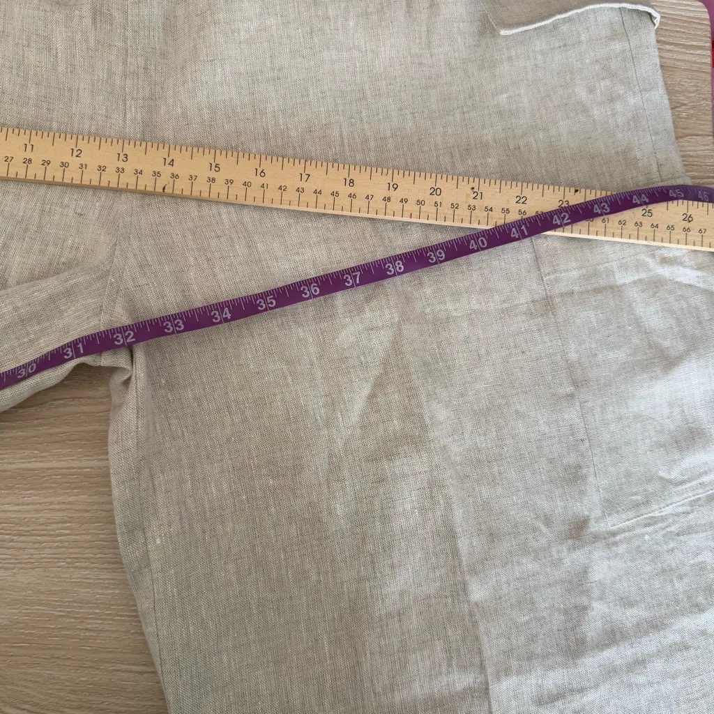 Reformation XL NWOT Ethan Linen Wide Leg Cargo Pants Oatmeal Baggy Resort - Image 7