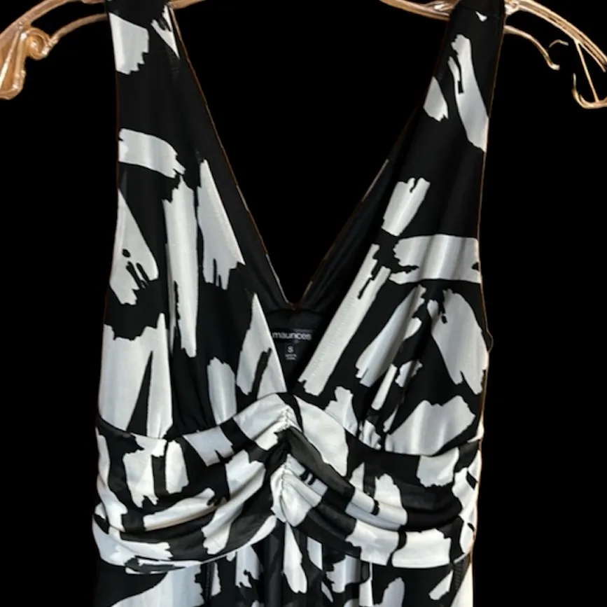 Maurices Black & White Flattering V-Neck Dress with Draping at the front. - Image 3