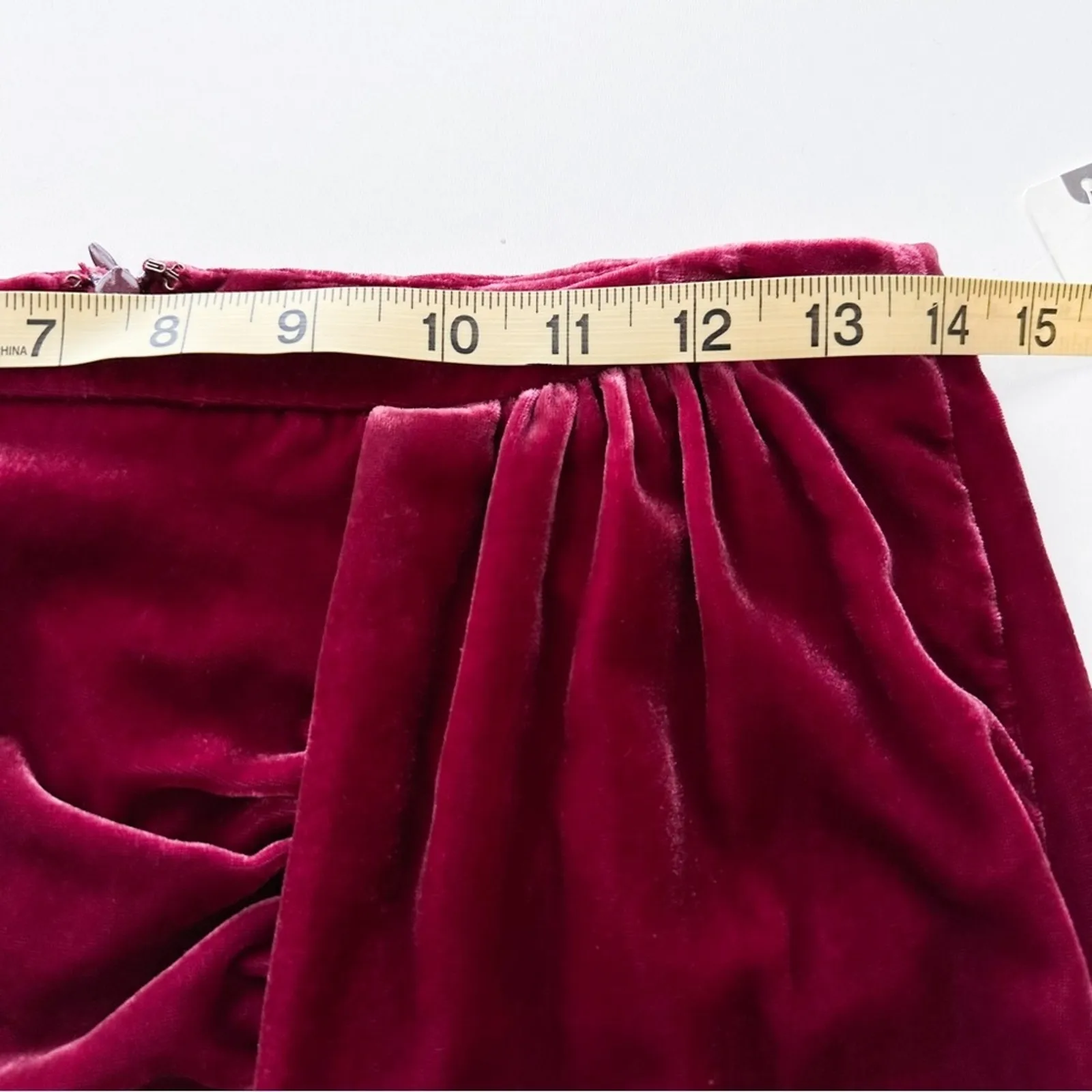 Anthropologie Velvet Mini Skirt Raspberry NWT - Image 11