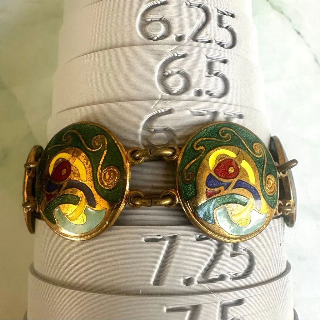 Vintage Cloisonné Enamel Link Bracelet - Image 4