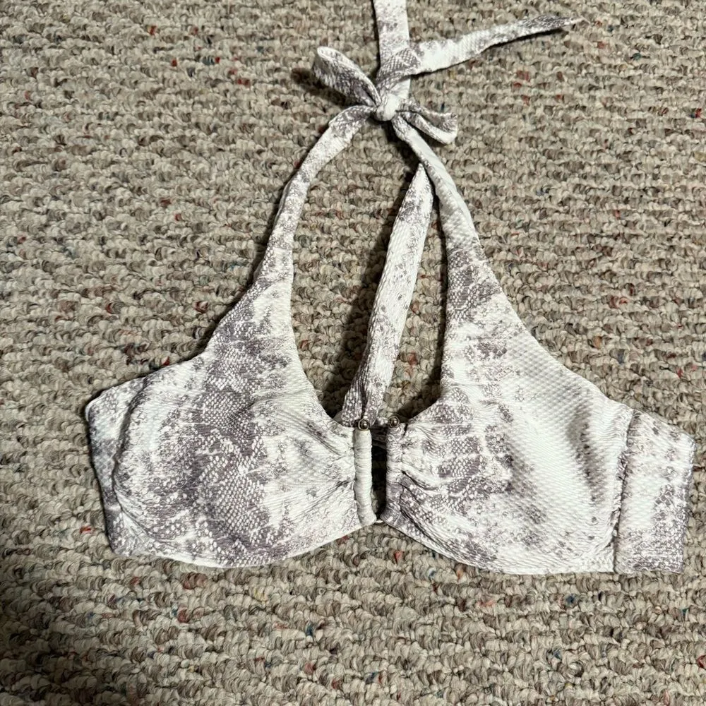 Heidi Klein Core Snake Print Halter Gray Top - Image 4