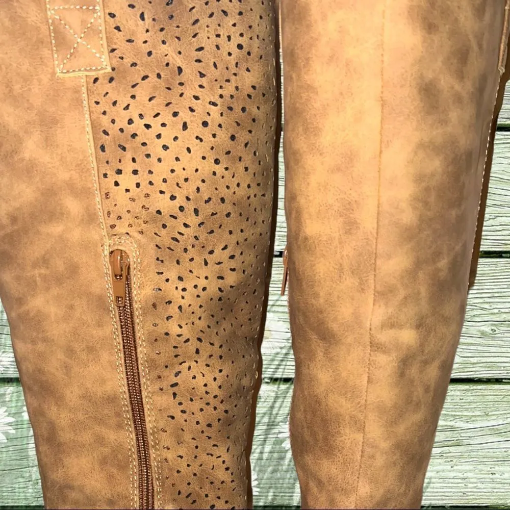 Just Fab camel colored faux suede side zip boots! - Image 5