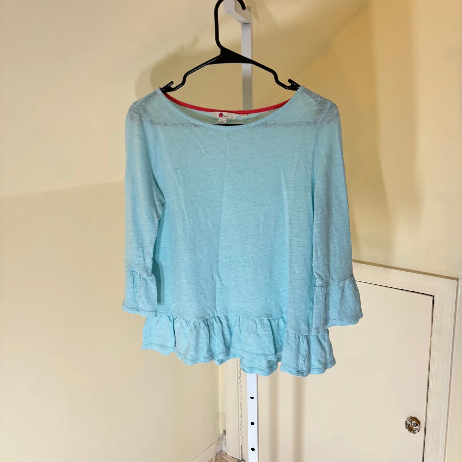 Boden EUC Women's Light Blue 100% Linen Flare Peplum Top Size S - Image 2