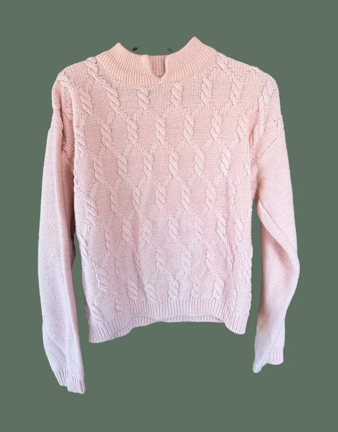 The American Line Stefano Vintage Pink Cable Knit Mock Neck Sweater Size M Size M - Image 1