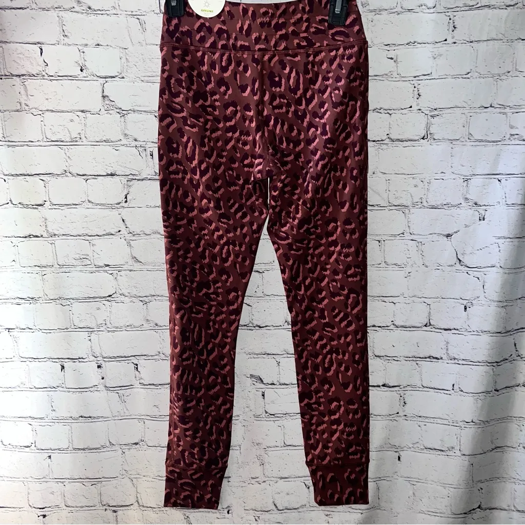 Aerie‎ Offline NWT Women’s Burgundy Cheetah Print Leggings Size Medium - Image 3