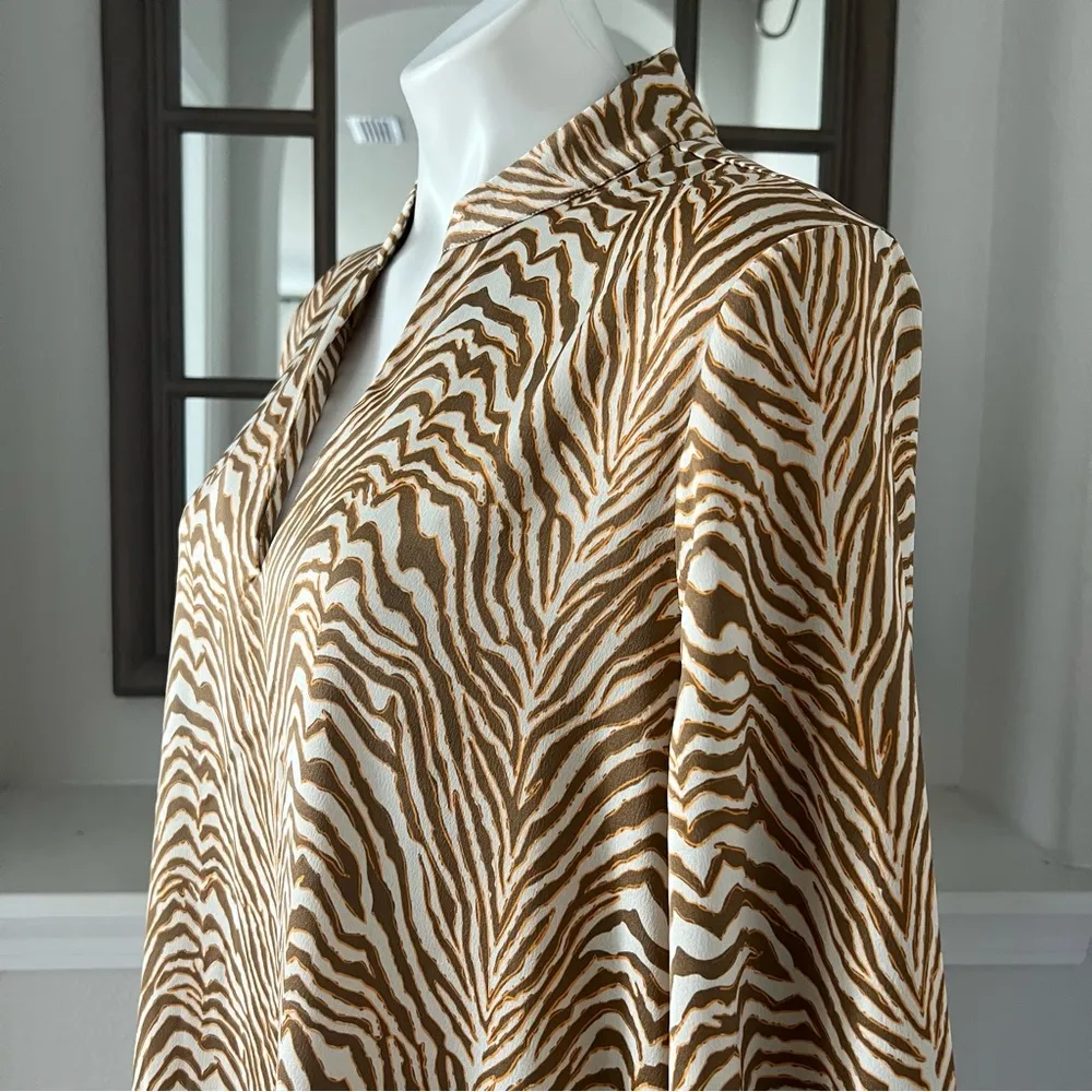 NORR Rio Brown Wood Print Long Sleeve Midi Dress, Size 42/XL New w/Tag - Image 9