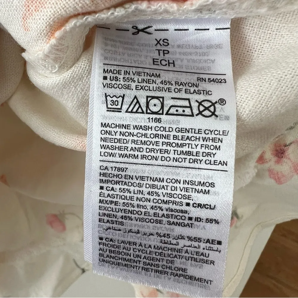 Old Navy Cream Orange Floral Printt Linen Blend Cami Dress Size XSmall Ruffle - Image 5