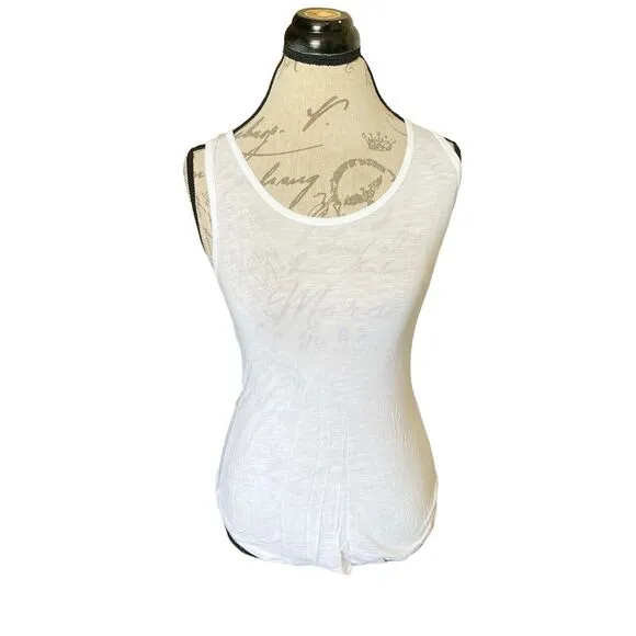 Womens Blouse Top Tank Sz XXS White Sleeveless Casual Classic Minimalist - Image 2