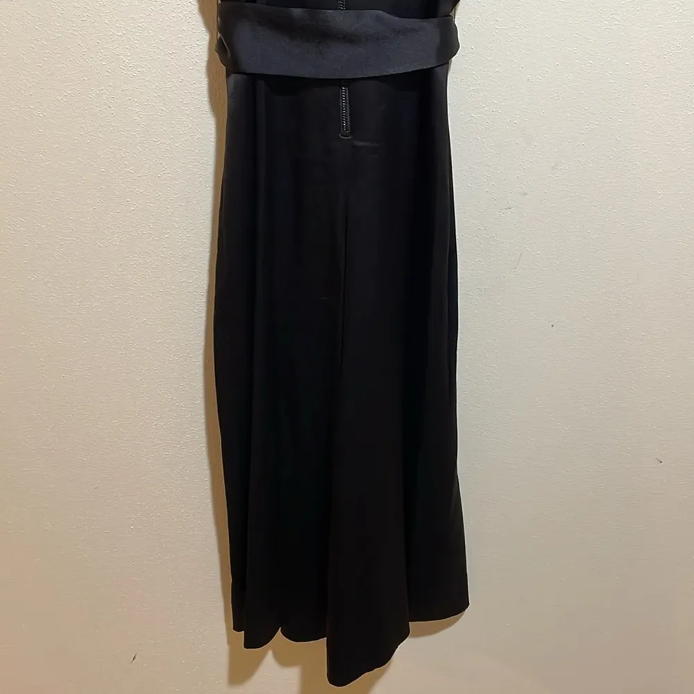 Alice + Olivia Harmon Cropped Belted Wide Leg Gaucho Satin Jumpsuit Black Size 2 - Image 14
