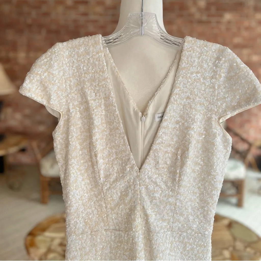 Dress The Population Dress Zoe Sequin Bodycon White Cream Mini 2 Cocktail Low V - Image 15