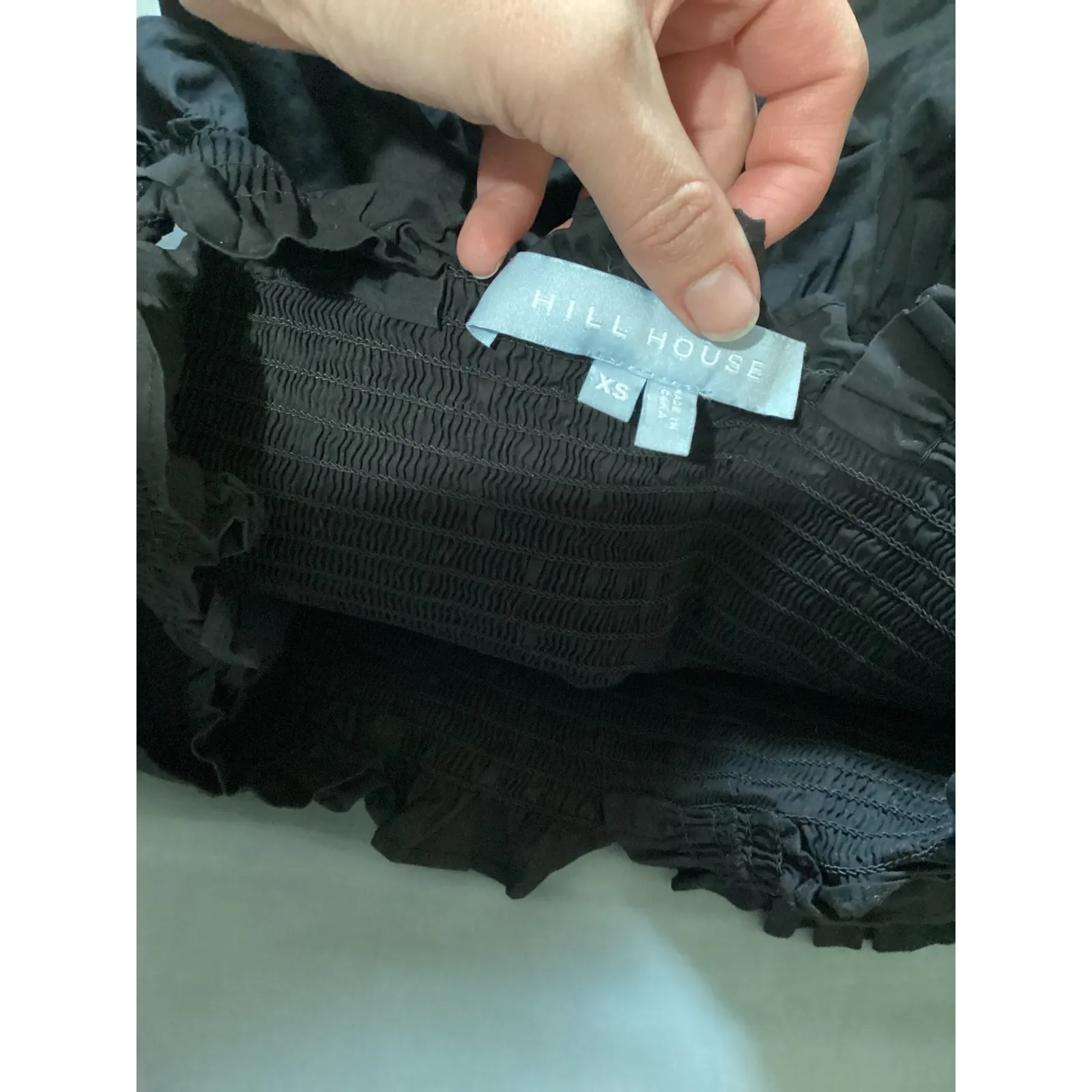 Hill House Nap Dress Black Smocked Peplum Top Ruffle Sleeve XS - Image 5