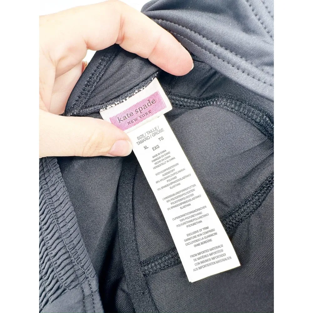 Kate Spade Black Smocked Underwire One Piece Swimsuit Size XL - Image 4