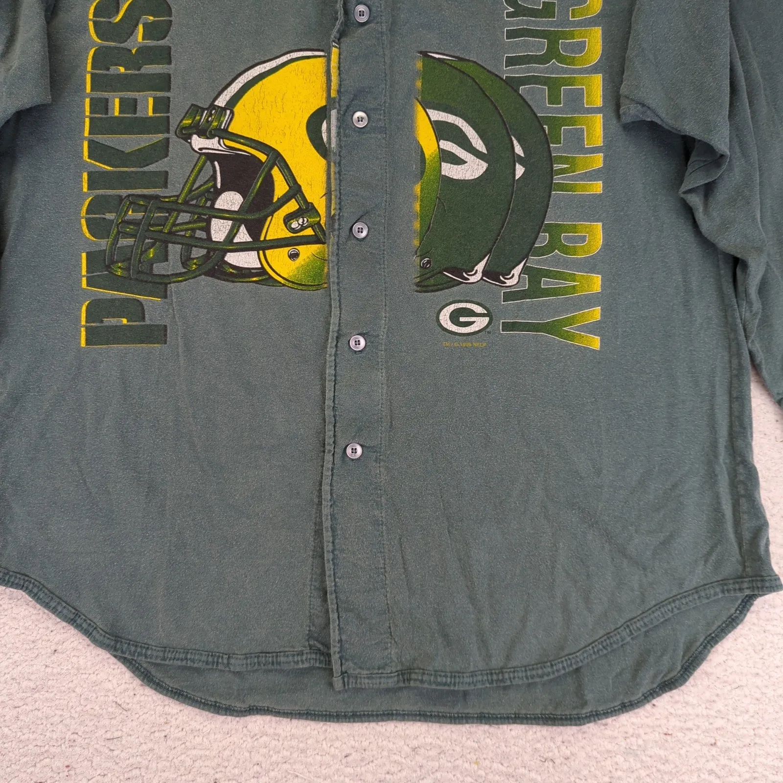 Vintage 1996 Green Bay Packers NFL Game Day Button Down‎ Baseball Jersey Large - Image 4