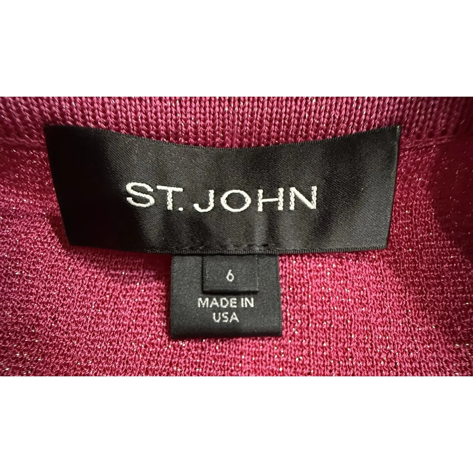 St. John‎ Black Label Pink / Metallic Thread Knit Cardigan Jewel Buttons Size 6 - Image 4