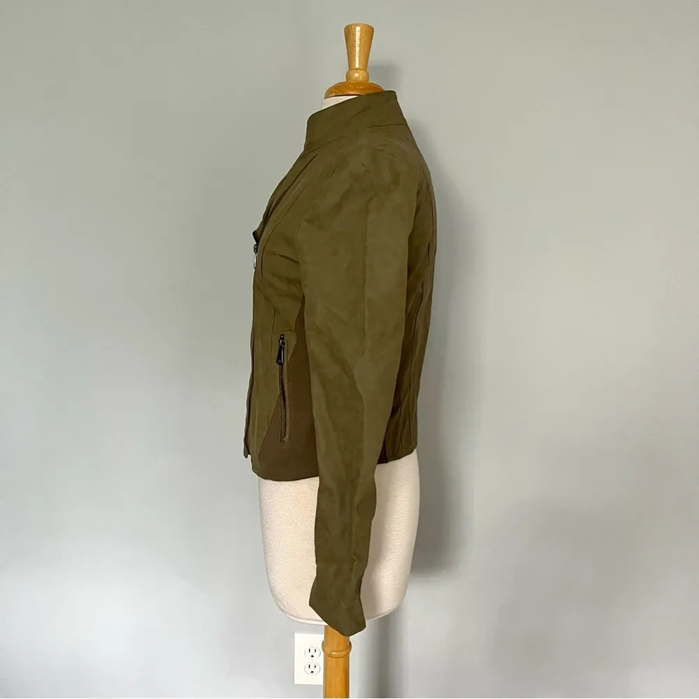 Marc New York by Andrew Marc Olive Army Green Moto Jacket Size M - Image 9